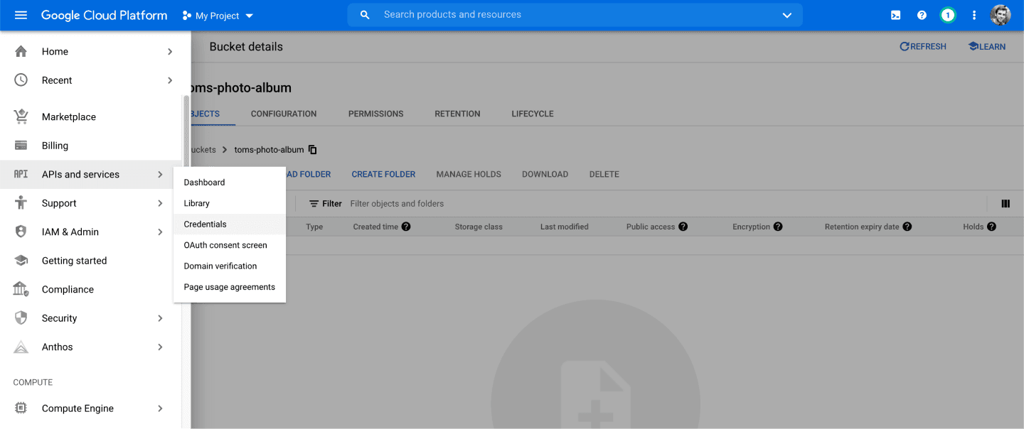 Navigate to APIs and services
