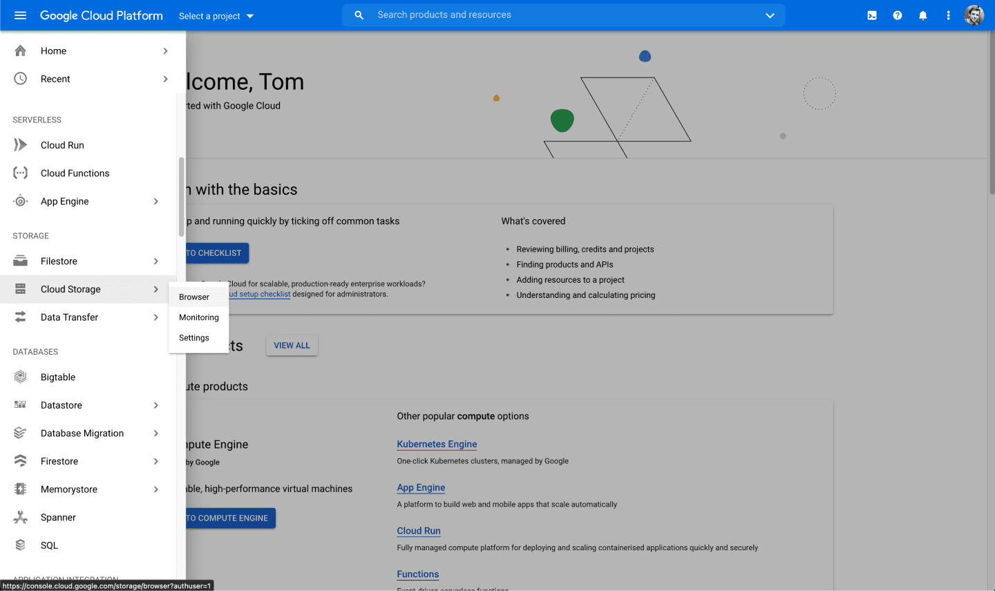 Navigate to Cloud Storage in Google Cloud Platform
